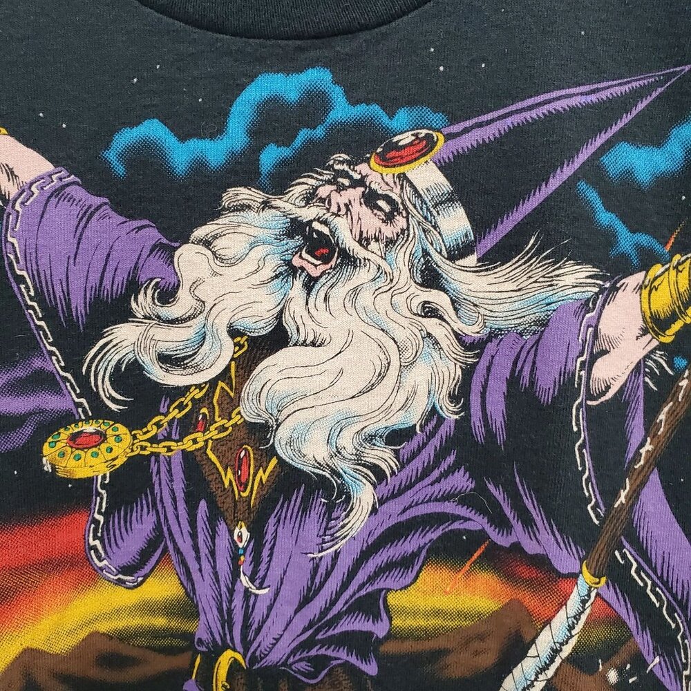 Liquid Blue 1994 Single Stitch Full Print Double Sided Wizard‎ Graphic Grail Tee - Picture 2 of 9